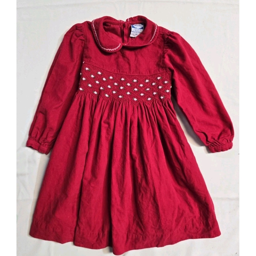 Vintage Carriage Boutiques Red Smocked Corduroy Dress Size 4